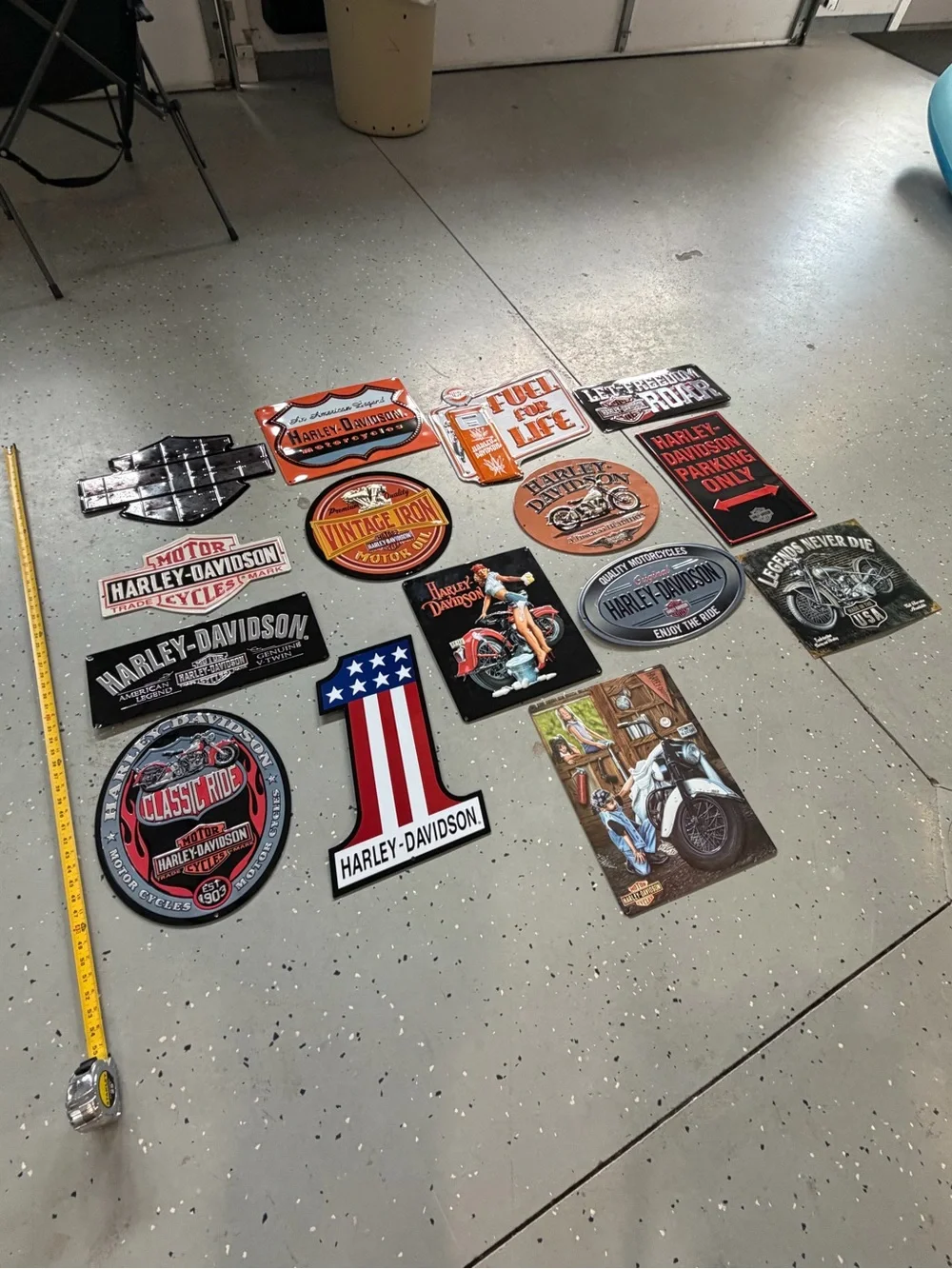Harley-Davidson Metal Wall Sign Lot in Black, Orange, Red, White, Blue